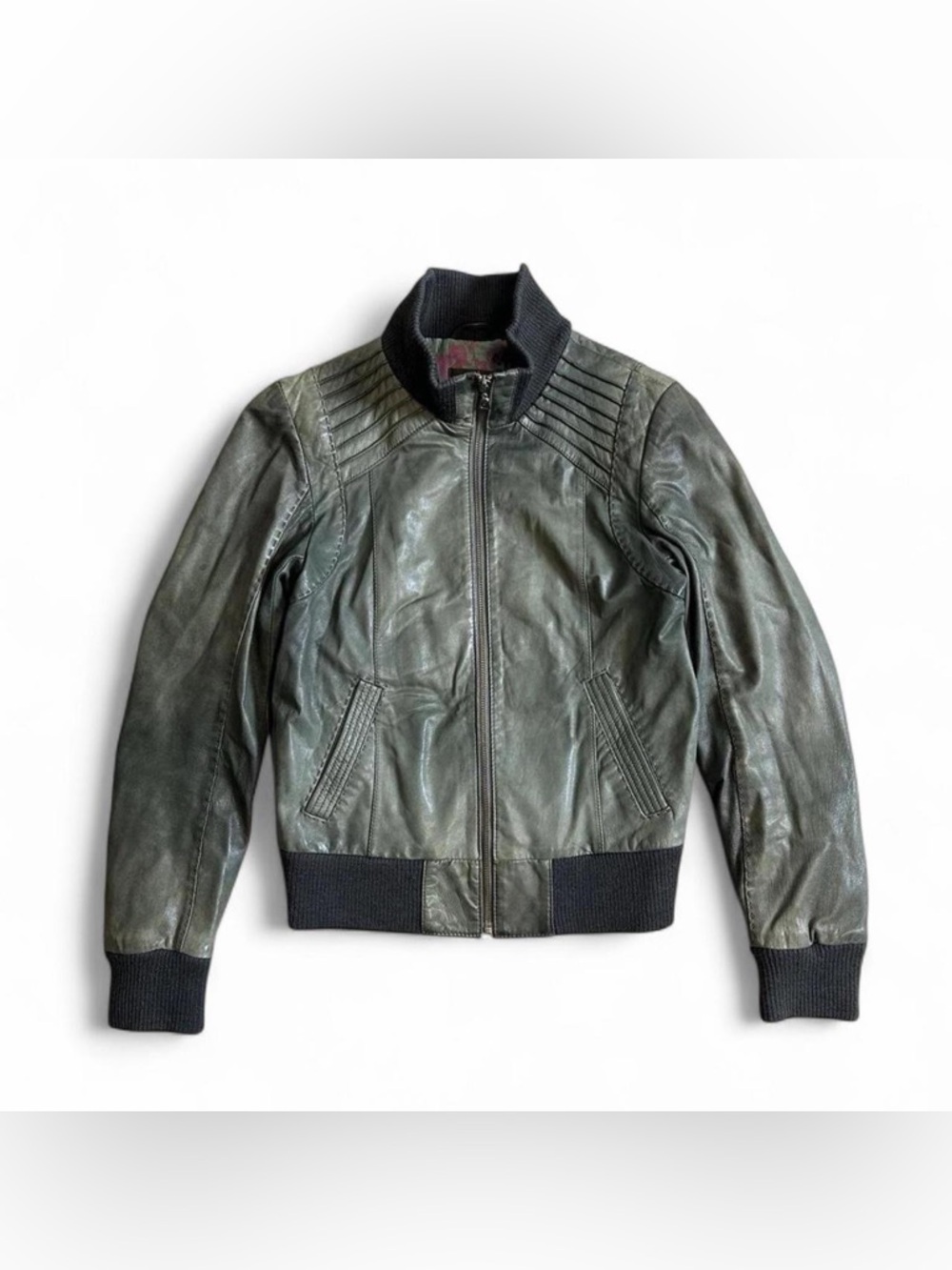 Vintage Y2K Canadian Luxury Brand Danier Genuine Leather Biker Moto Jacket!